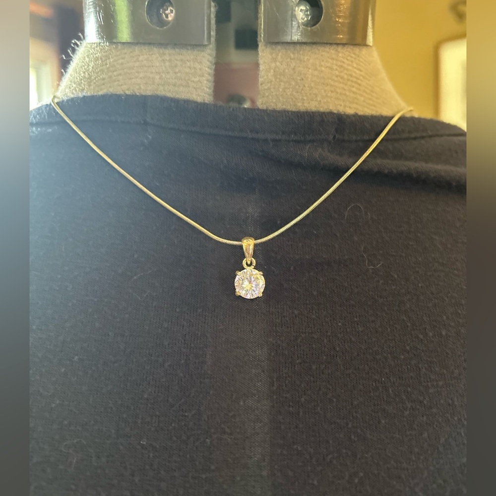 Crystal Solitaire pendant necklace on a silver chain